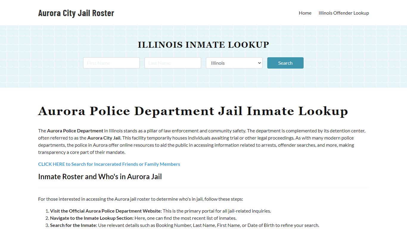 Aurora Police Department & City Jail, IL Inmate Roster, Arrests, Mugshots
